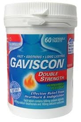 Gaviscon Double Strength 60 peppermint chewable tablets