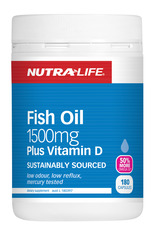 NutraLife Omega 3 Fish Oil 1500mg + Vit D Caps 180s