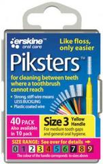 Piksters Interdental Brush Yellow 0.5mm 40 pack Size 3 Tapered