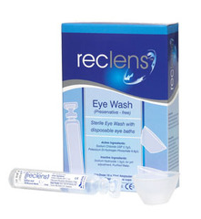 Reclens Saline Ampoules 10 x 15mL + Eye Baths