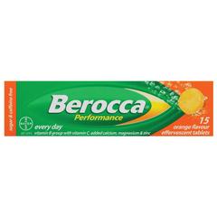 BEROCCA PERFORMANCE EFFERVESCENT TABLETS ORANGE 15