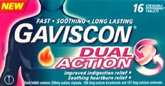 Gaviscon dual action 16 peppermint chewable tablets