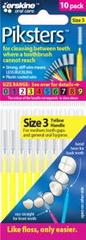 Piksters Interdental Brush Yellow 0.5mm 10 pack Size 3 Tapered