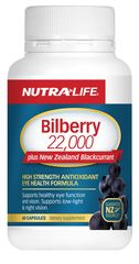 NutraLife Bilberry 22,000 plus NZ Blackcurrant 60 capsules