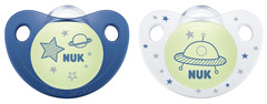 Nuk Silicone Glow in the Dark Soother Size 2 - 2 pack 